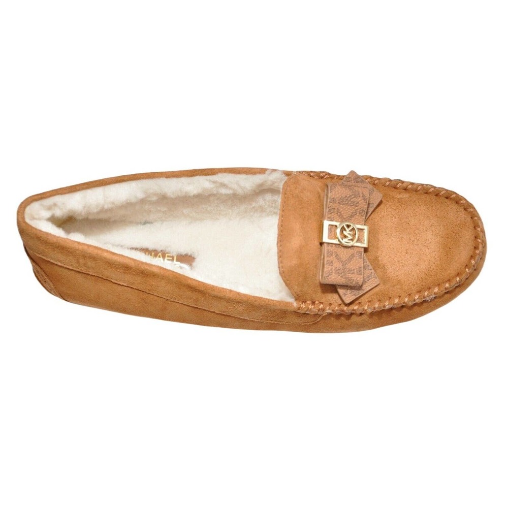 Michael Kors ERICA Faux Fur/Suede Slipper Loafer Moccasins Luggage 6/6.5/7/7.5 - Picture 4 of 6